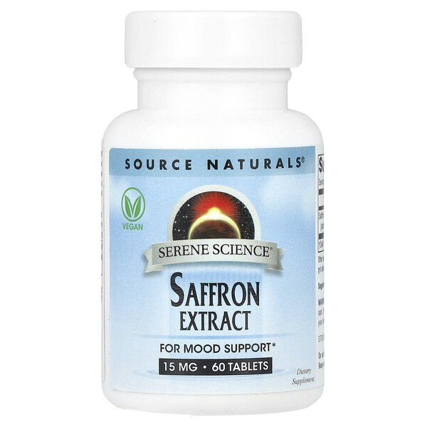 Serene Science®, Saffron Extract, 15 mg, 60 Tablets (Таблетки) Source Naturals