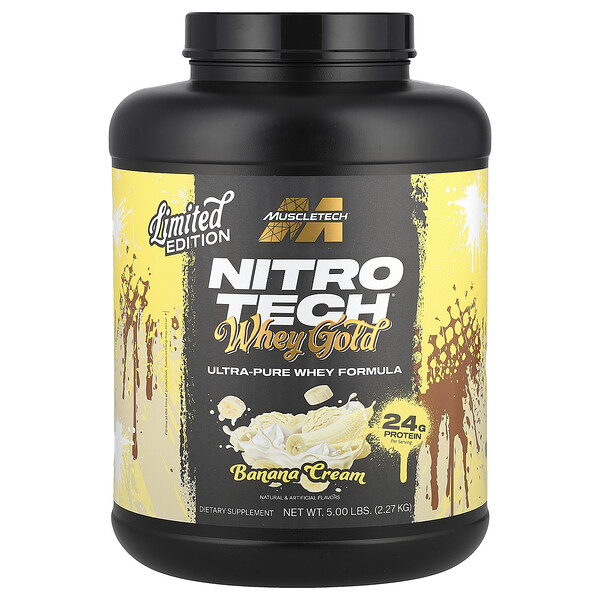 Nitro-Tech® Whey Gold, Ванильный крем, 2,27 кг - 24 г белка на порцию Muscletech