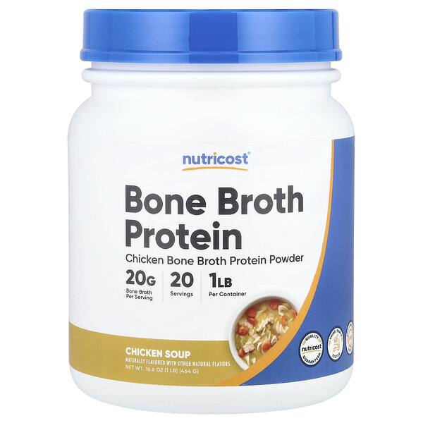 Bone Broth Protein Powder (Порошок), Chicken Soup, 1 lb (Фунты) (464 g) Nutricost