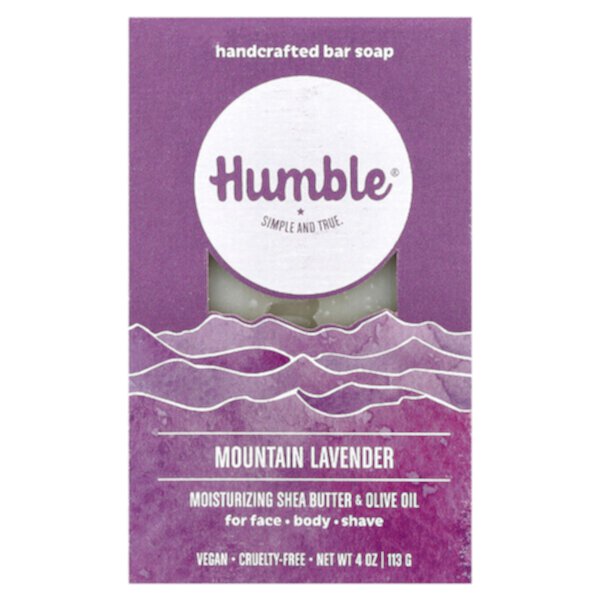 Handcrafted Bar Soap, Mountain Lavender, 4 oz (113 g) Humble Brands