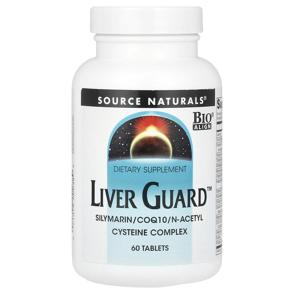 Liver Guard™ комплекс с силимарином, CoQ10 и N-ацетилцистеином, 60 таблеток Source Naturals