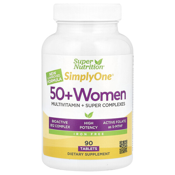 SimplyOne®, 50+ Women Multivitamin + Super Complexes, Iron Free, 90 Tablets (Таблетки) Super Nutrition