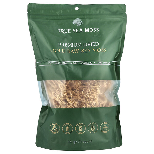 Premium Dried Gold Raw Sea Moss, 1 lb (Фунты) (453 g) True Sea Moss