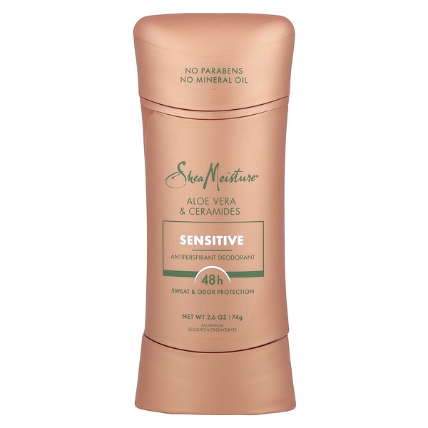 Antiperspirant Deodorant, Sensitive,Aloe Vera & Ceramides , 2.6 oz (74 g) SheaMoisture