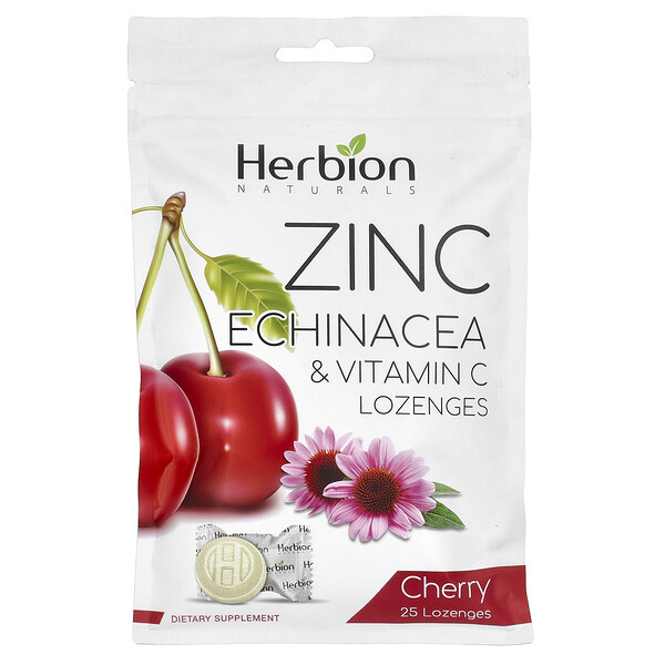 Zinc Echinacea & Vitamin C Lozenges (Пастилки), Cherry, 25 Lozenges Herbion