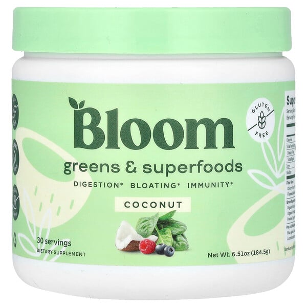 Greens & Superfoods, Coconut, 6.51 oz (Унции) (184.5 g) Bloom