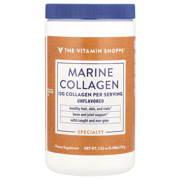 Marine Collagen, Unflavored (Без вкуса), 7.62 oz (Унции) (216 g) The Vitamin Shoppe