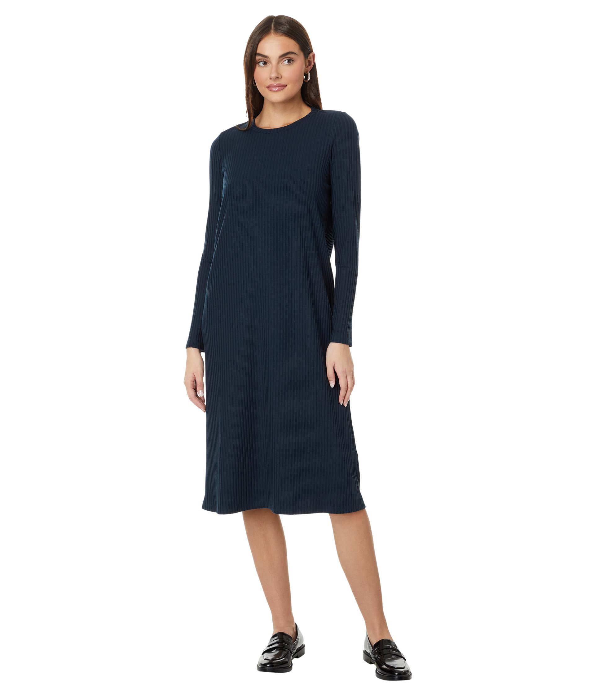 Платье миди Eileen Fisher из TENCEL™ с круглым вырезом и длинными рукавами Eileen Fisher