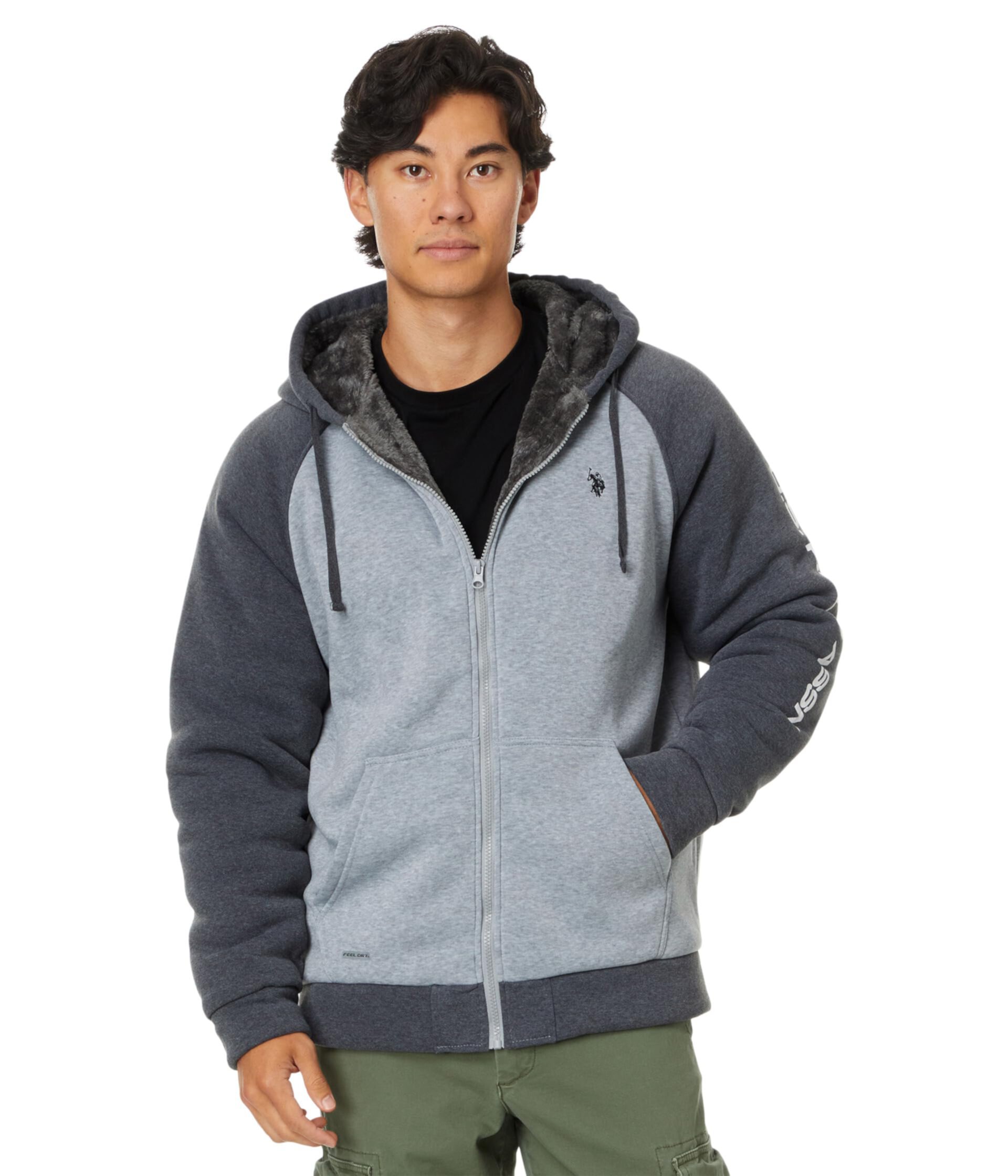 Мужская Повседневная куртка U.S. POLO ASSN. USPA Contrast Raglan Sleeve Sherpa Hoodie U.S. Polo Assn.