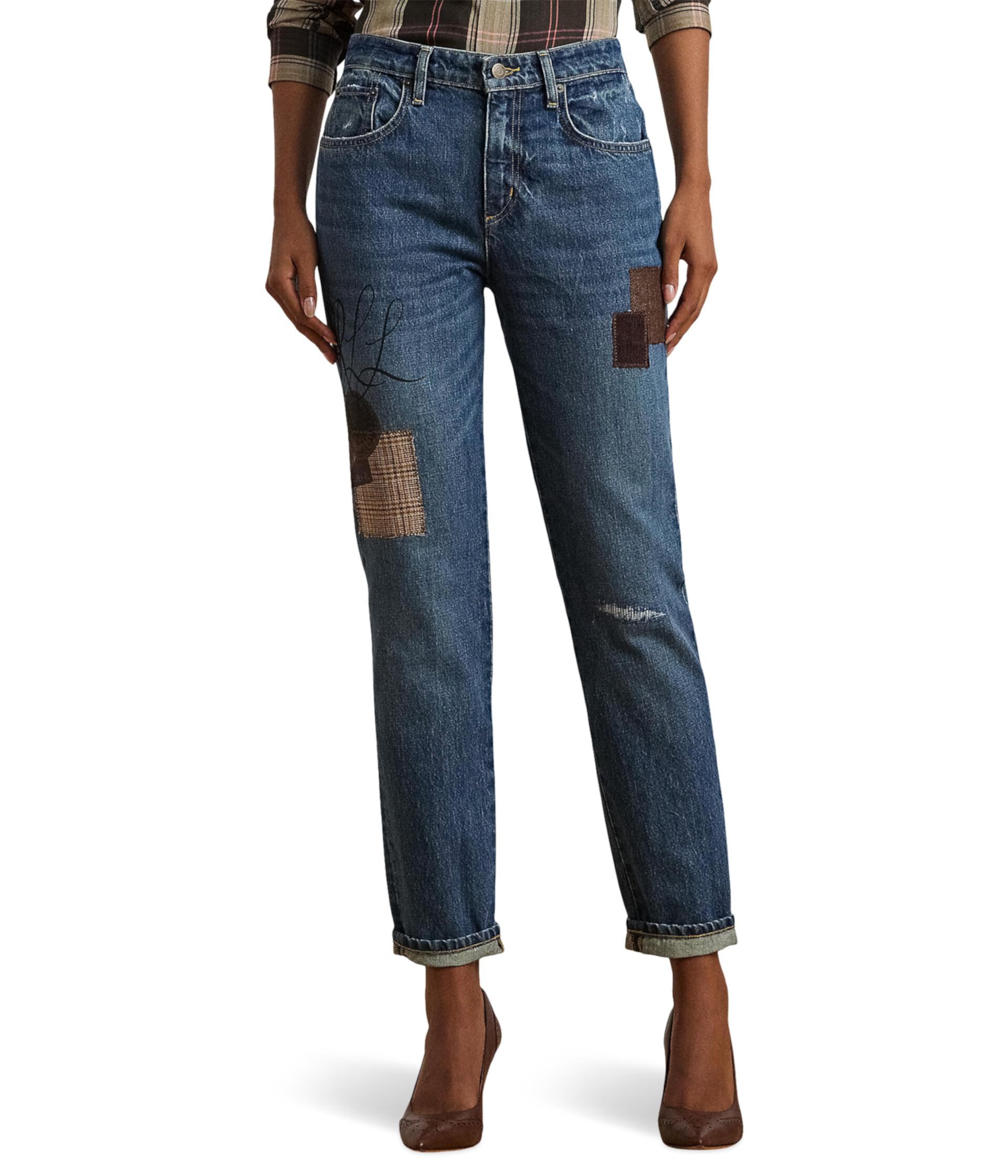 Женские Широкие джинсы LAUREN Ralph Lauren Petite Patchwork Boyfriend Tapered Ankle Jean LAUREN Ralph Lauren