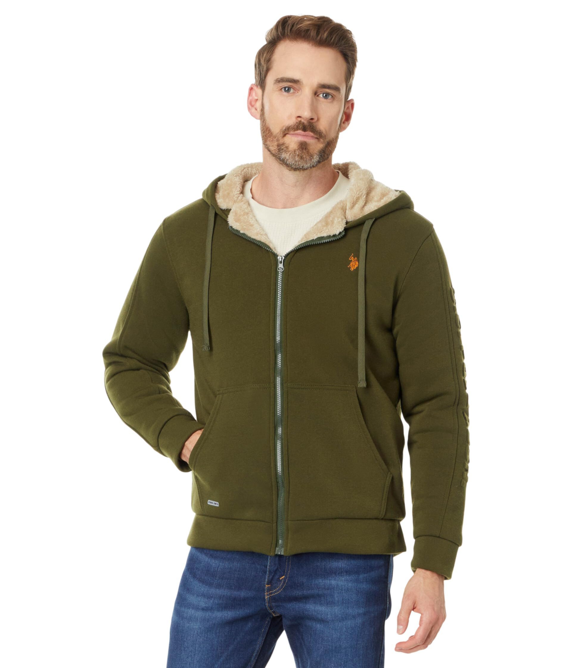 Мужская Повседневная куртка U.S. POLO ASSN. USPA Embossed Wordmark Sherpa Hoodie U.S. Polo Assn.