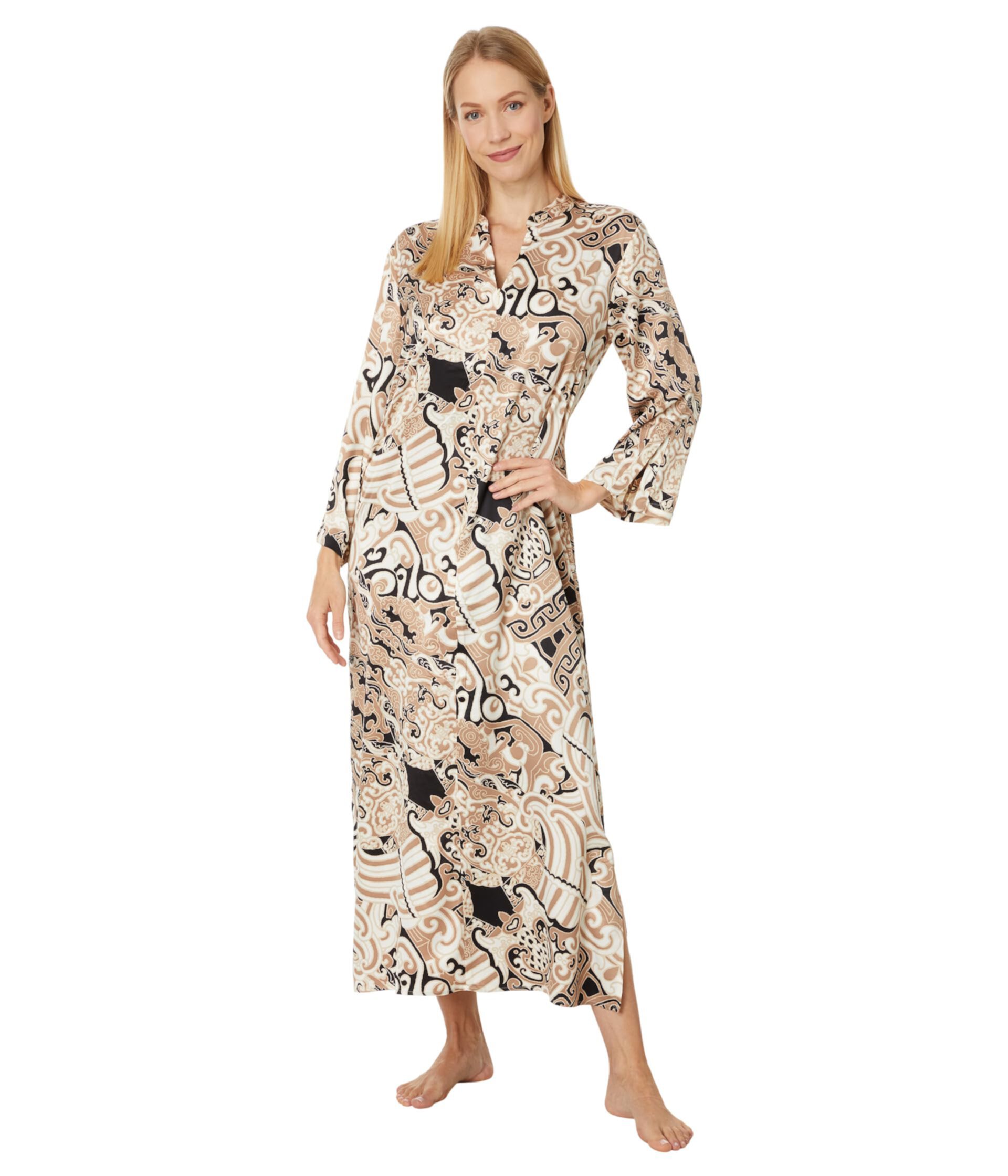 Женская Пижама N by Natori Kaleidoscope Satin Zip Caftan N by Natori