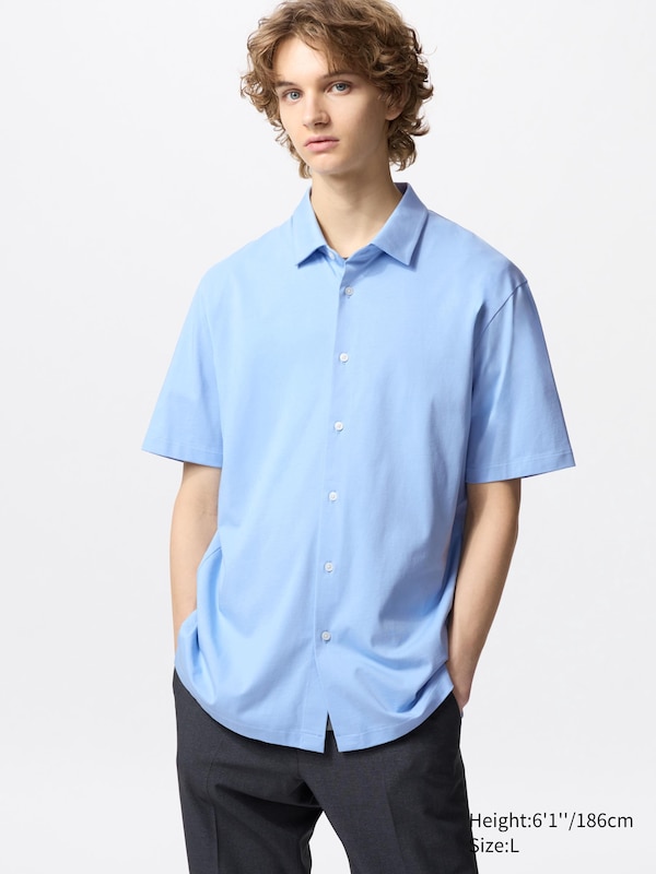 Мужская Повседневная рубашка Uniqlo AIRism Cotton Full Open Polo Shirt Uniqlo