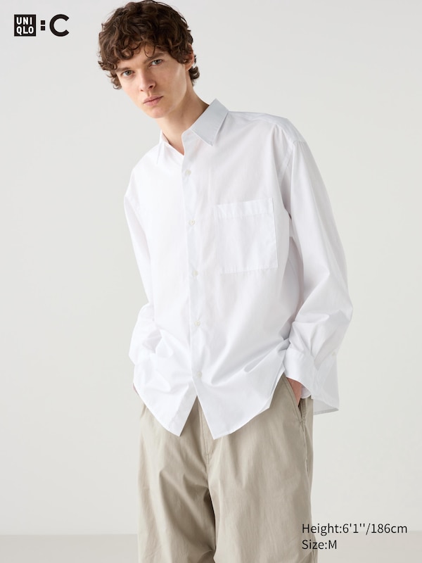 Мужская Повседневная рубашка Uniqlo Broadcloth Oversized Uniqlo