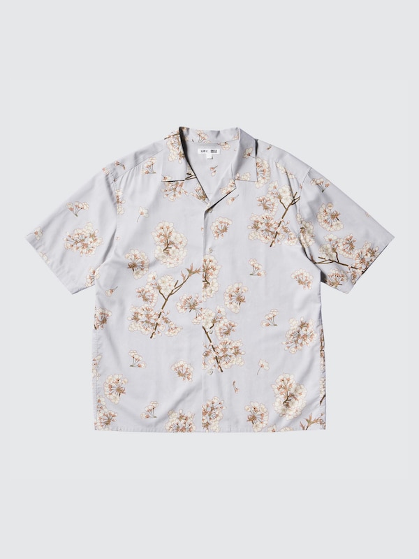 Мужская Повседневная рубашка Uniqlo Open Collar Shirt | Short-Sleeve Uniqlo