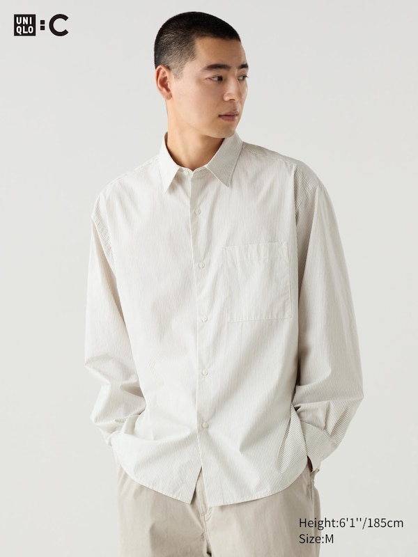 Мужская Повседневная рубашка Uniqlo Broadcloth Oversized Shirt | Striped Uniqlo