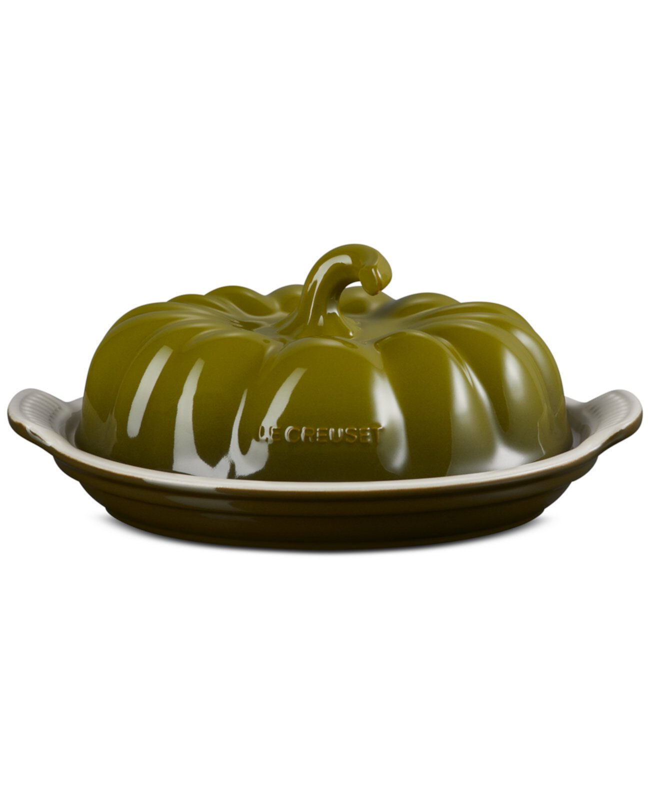 Stoneware 8.3" Pumpkin Butter Dish - Olive Le Creuset