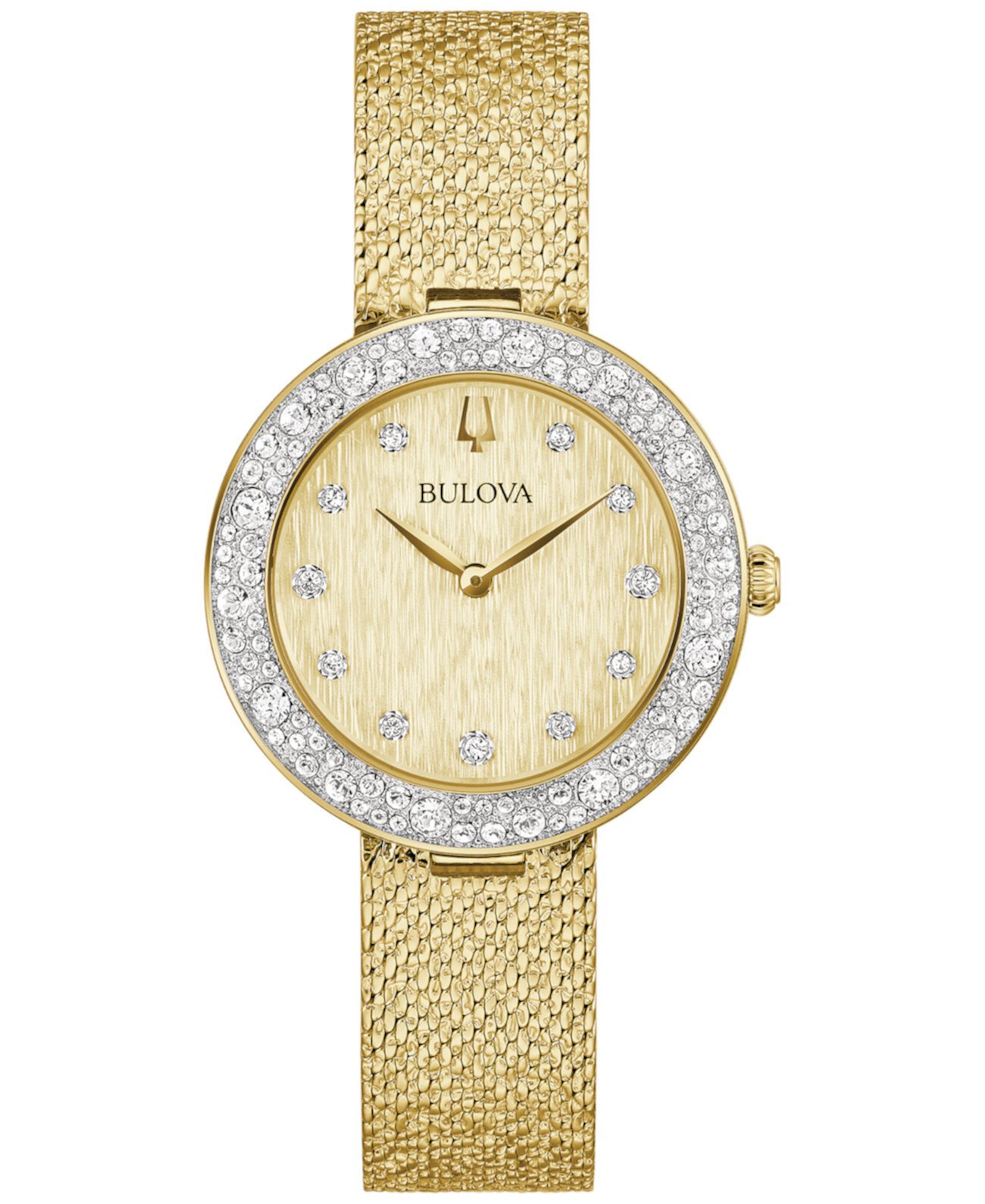 Смарт часы Bulova Women's Crystal Gold-Tone Stainless Steel Mesh Bracelet, 32mm Bulova