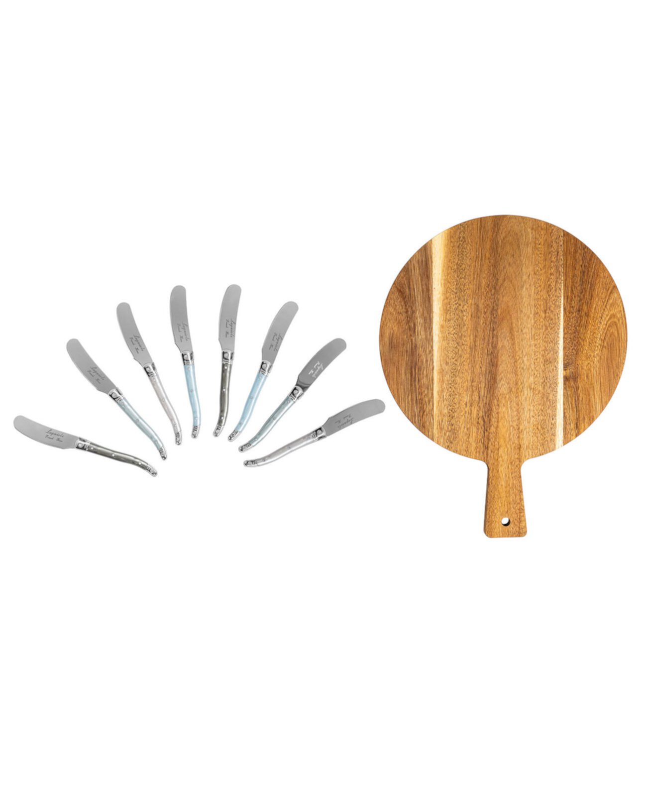 Laguiole 8 Piece Spreaders Set and Wood Serving Board French Home