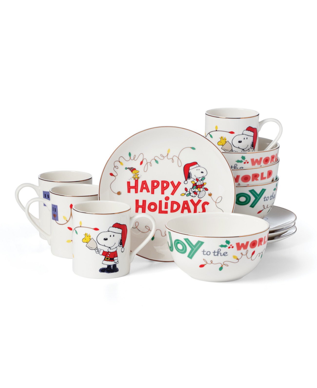 Snoopy Christmas 12 Pc. Dessert Set, Service for 4 Lenox