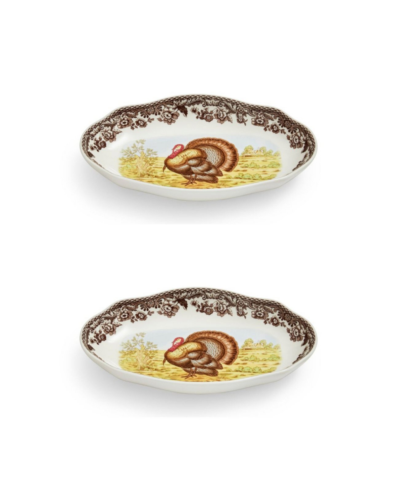 Woodland Turkey Pickle Dish, Set of 2 Spode