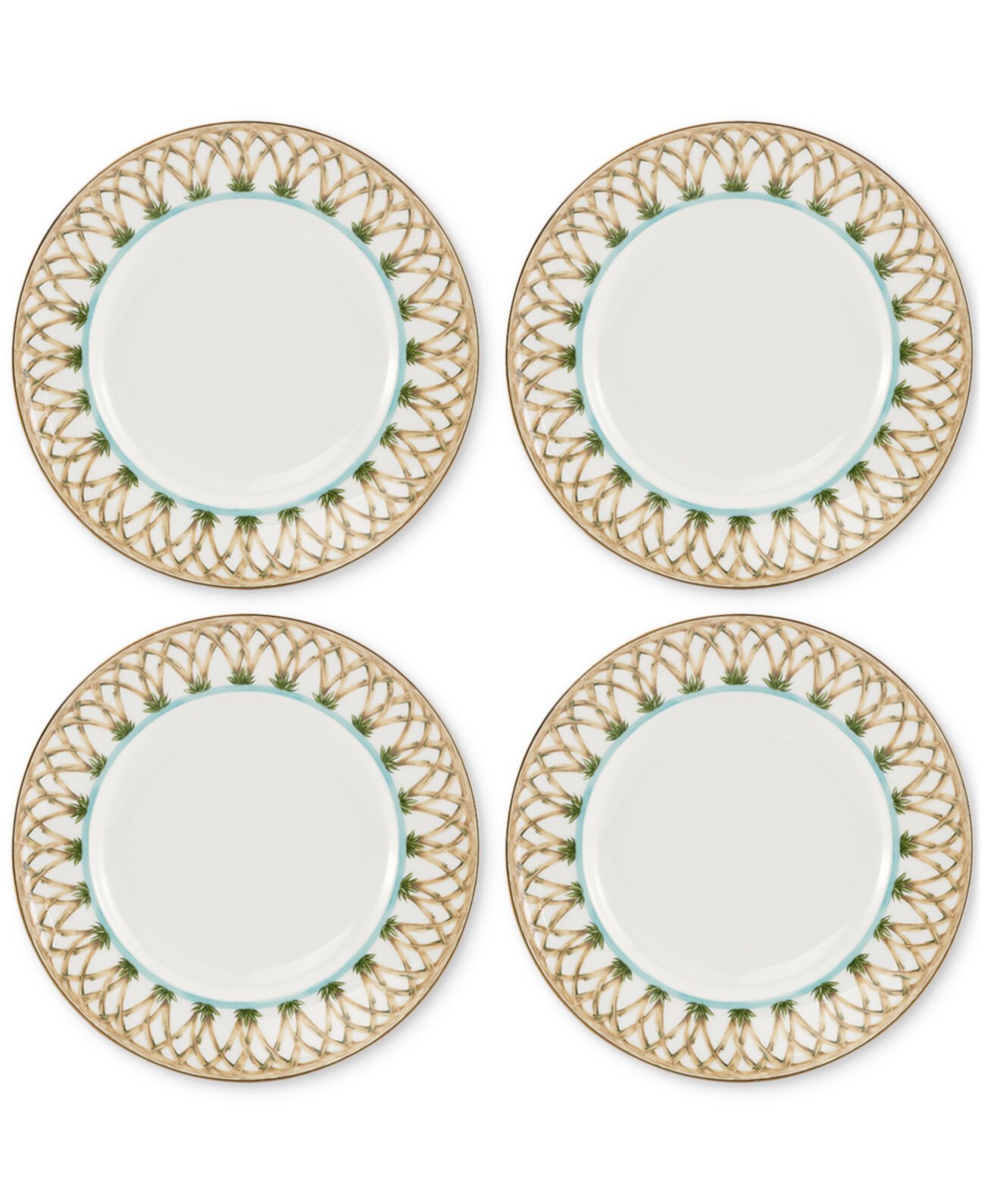 British Colonial Bamboo Accent Plates, Set of 4 Lenox