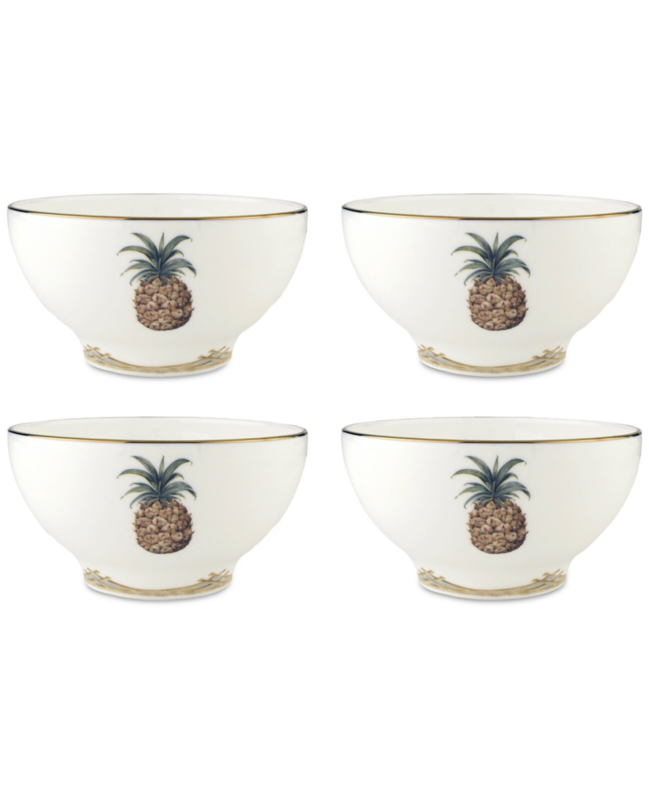 British Colonial Bamboo Rice Bowls, Set of 4 Lenox