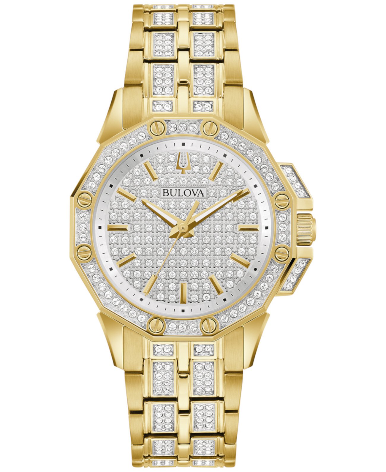 Смарт часы Bulova Crystal Octava с золотистым браслетом из нержавеющей стали, 34mm Bulova