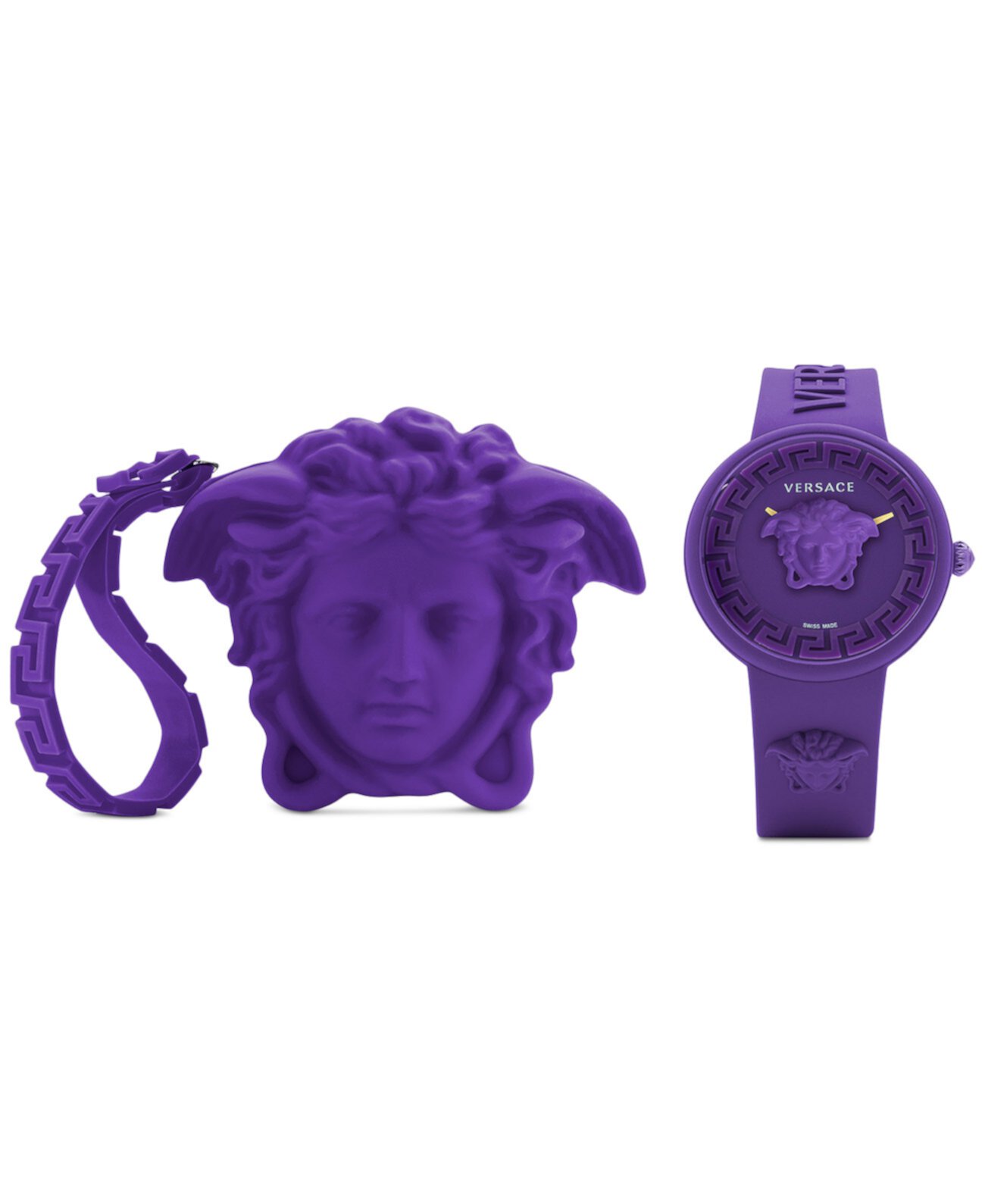 Смарт часы Versace Women's Swiss Medusa Pop 39мм с фиолетовым силиконовым ремешком Versace