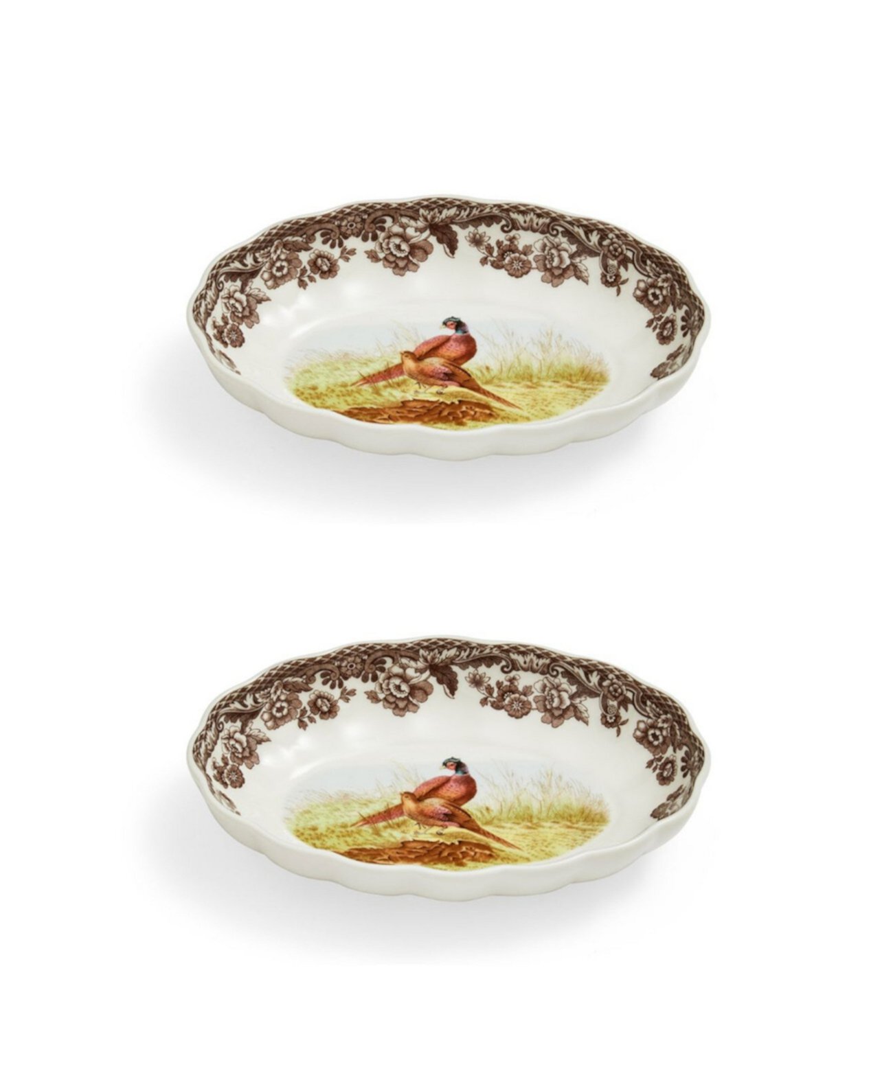 Woodland Pheasant Oval Fluted Dish, Set of 2 Spode