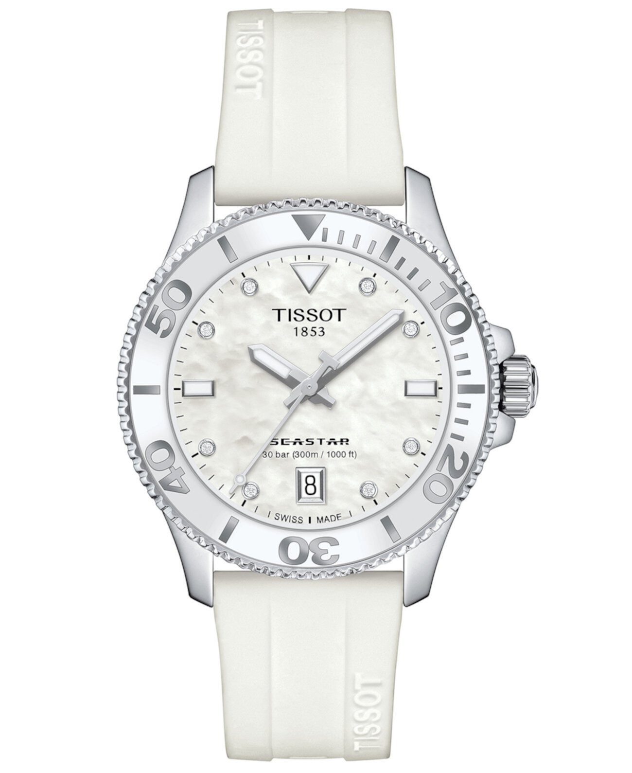 Смарт часы Tissot Seastar 1000 White Silicone Strap 36mm Tissot