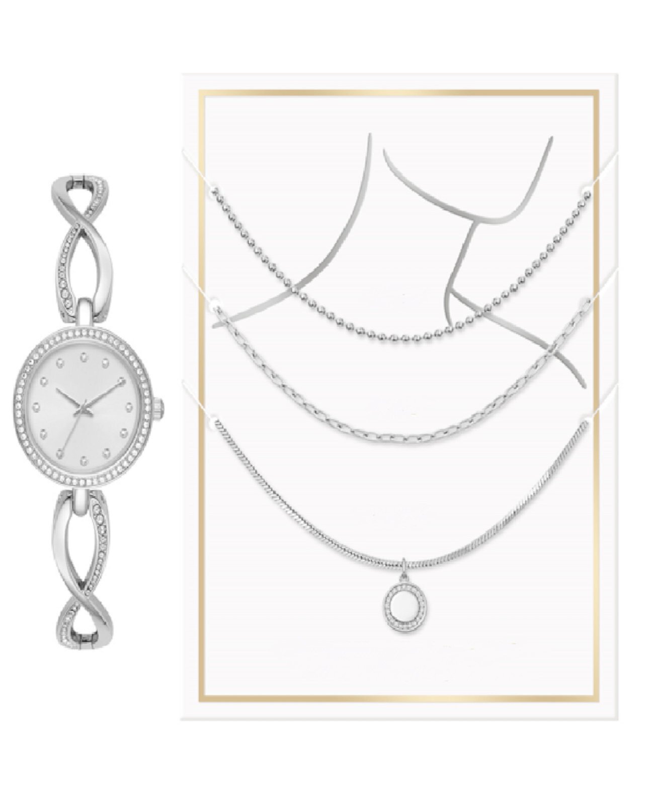 Смарт часы Jessica Carlyle Women's Quartz Silver-Tone Alloy 30mm Gift Set Jessica Carlyle