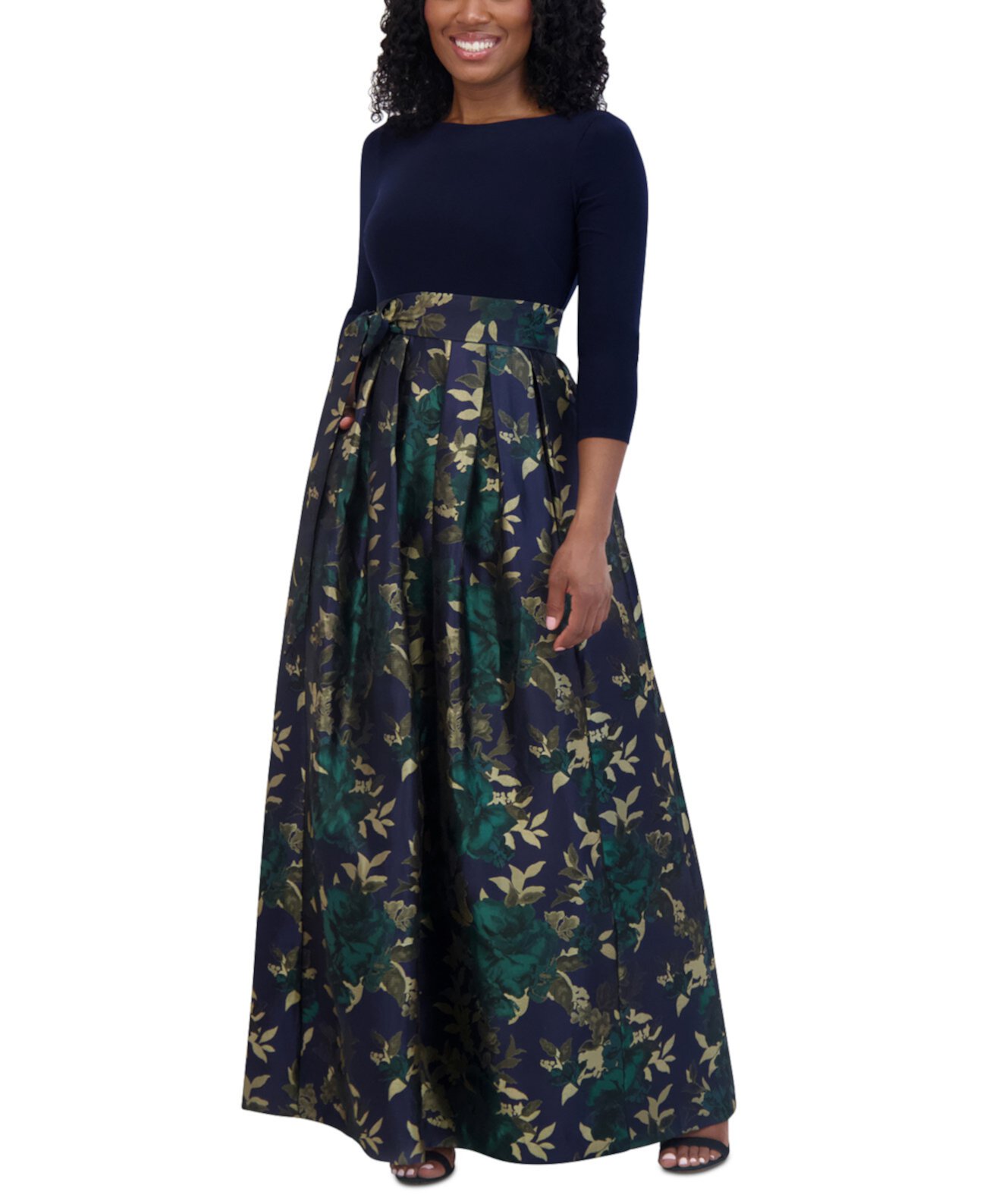 Женское Платье Jessica Howard Petite Floral-Skirt Tie-Waist Evening Gown Jessica Howard