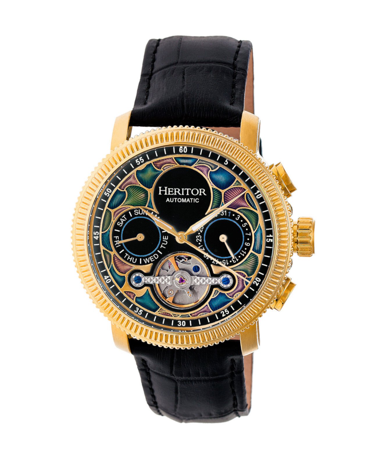 Смарт часы Heritor Automatic Aura Gold & Black Leather 44mm Heritor