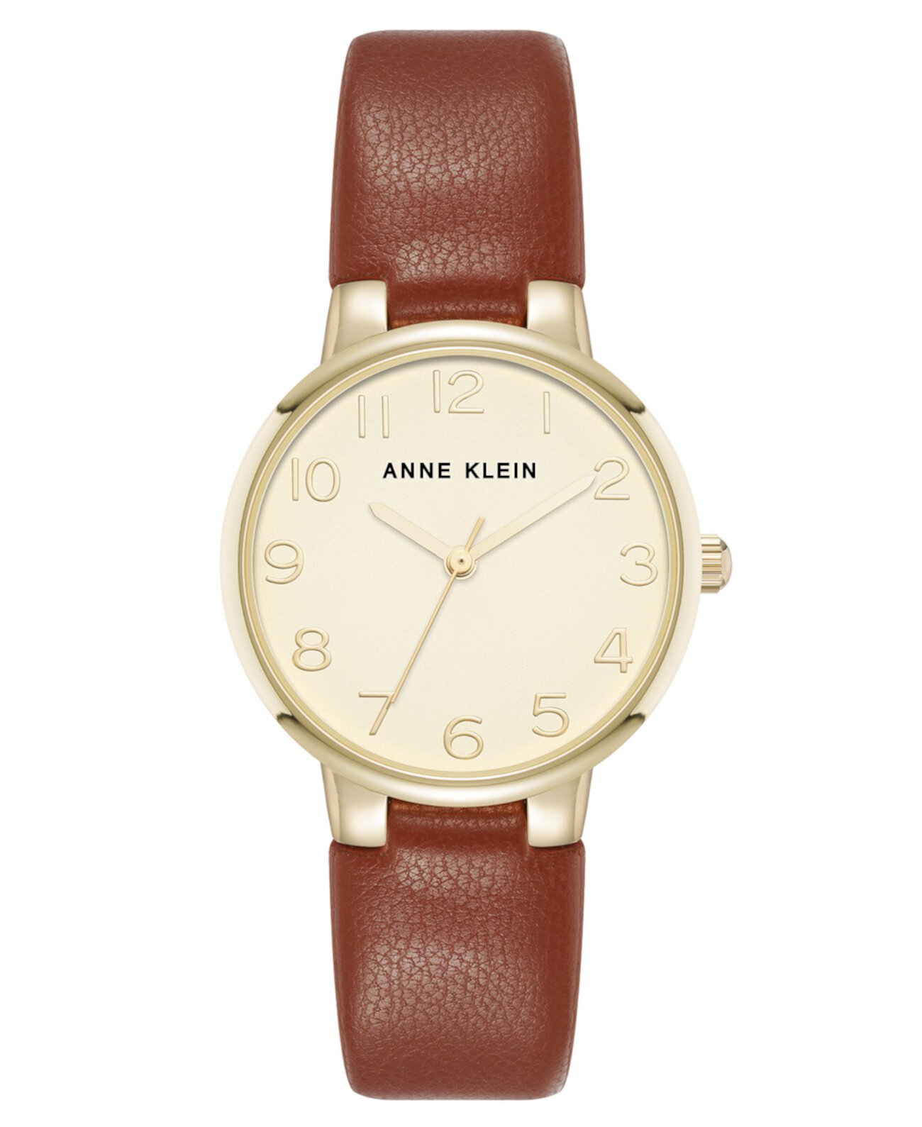 Смарт часы Anne Klein Women's Quartz Easy to Read Brown Leather and Gold-Tone Alloy Metal, 32.5мм Anne Klein