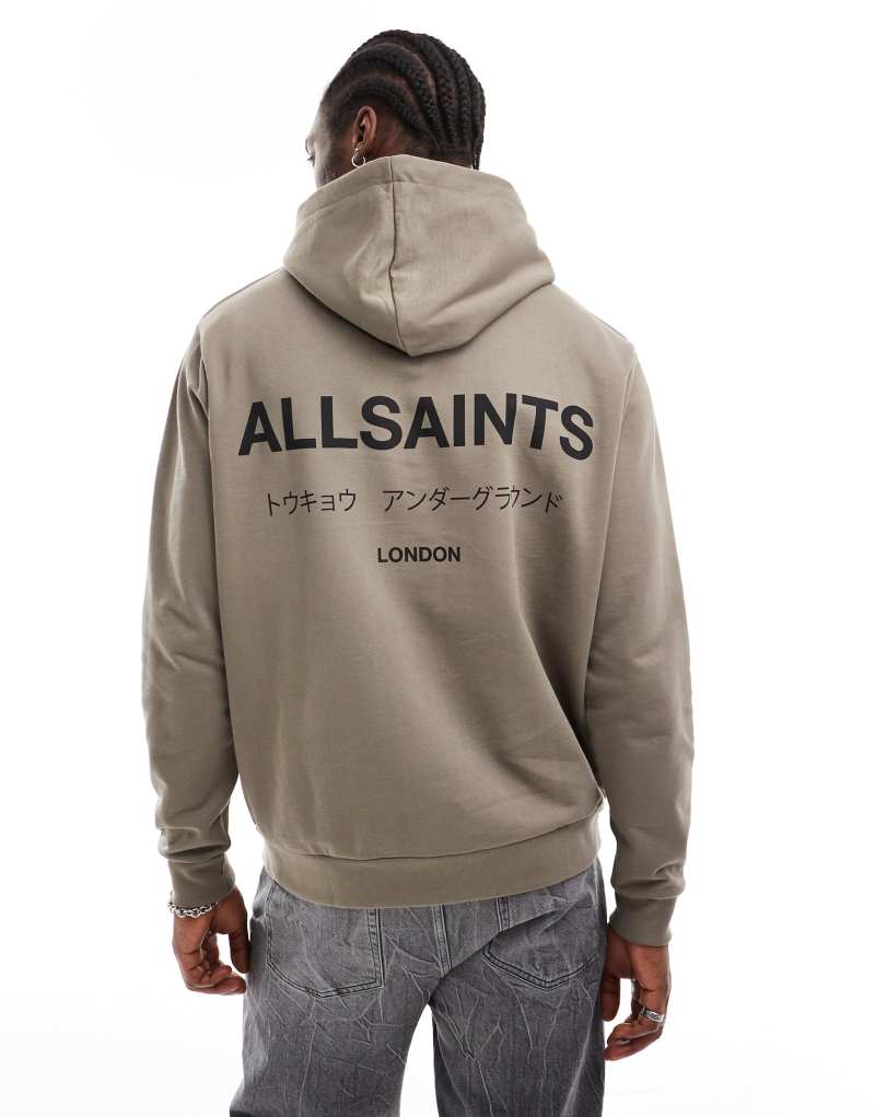 Мужское Худи AllSaints Underground Oth в зеленом цвете AllSaints