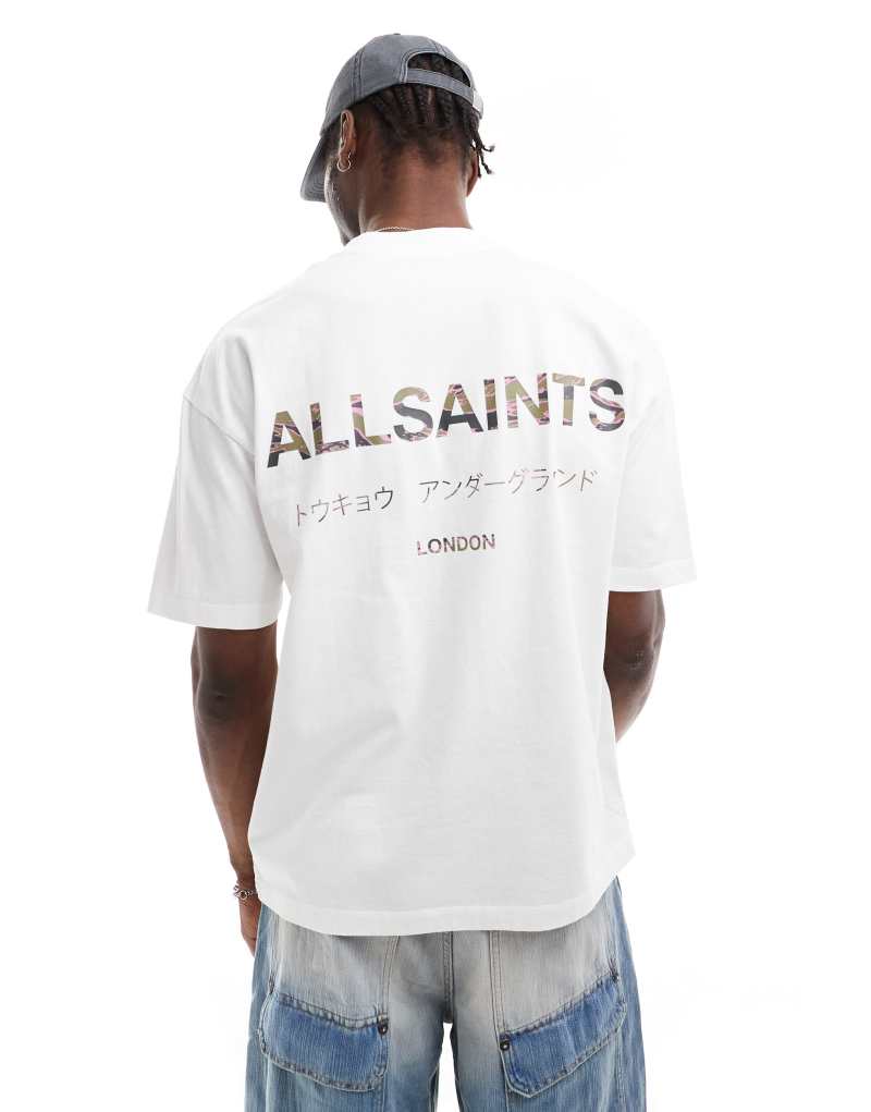 Мужская Футболка AllSaints Underground Oversized в белом камуфляже AllSaints