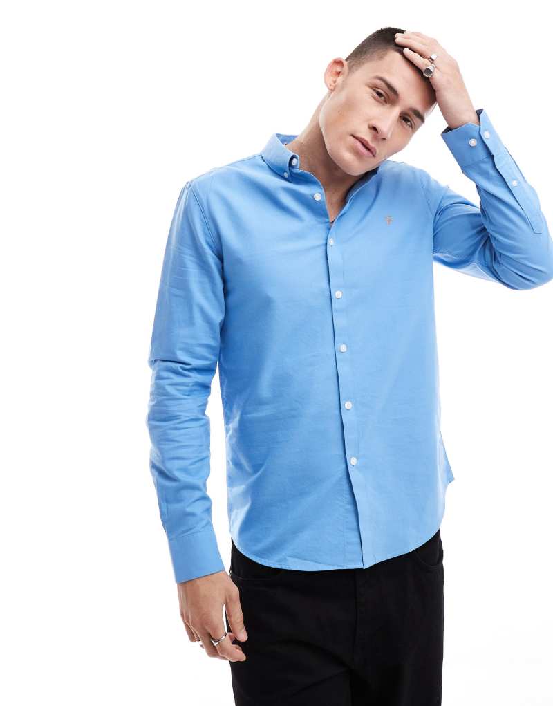 Farah Brewer long sleeve shirt in blue Farah