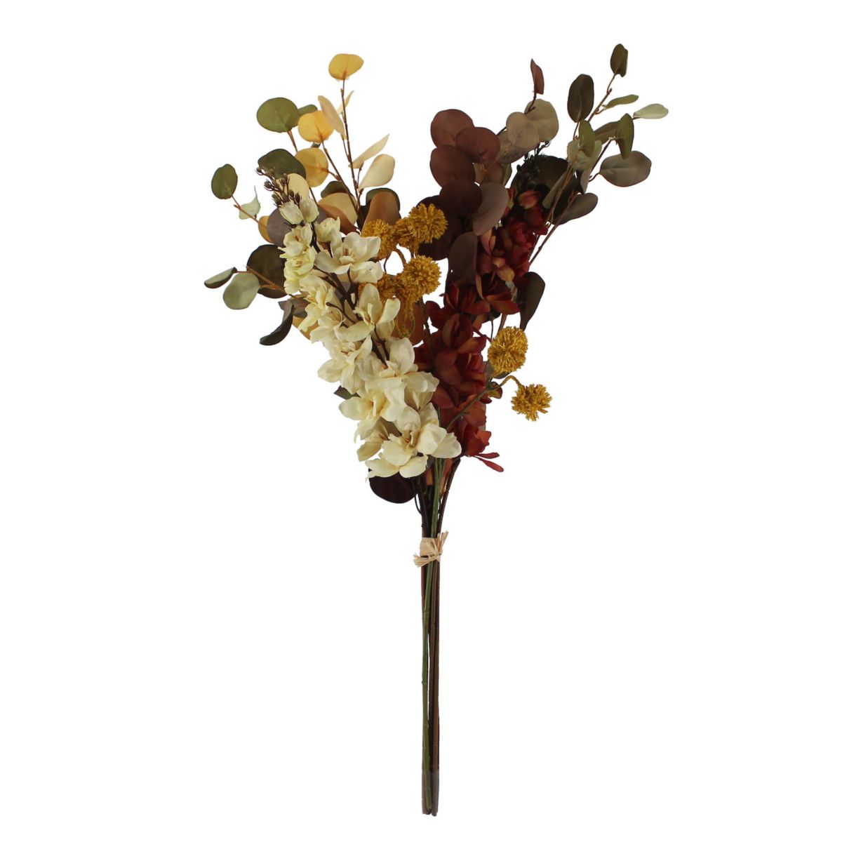 Artificial Eucalyptus And Craspedia Stem Bundle Floral Arrangement Unbranded