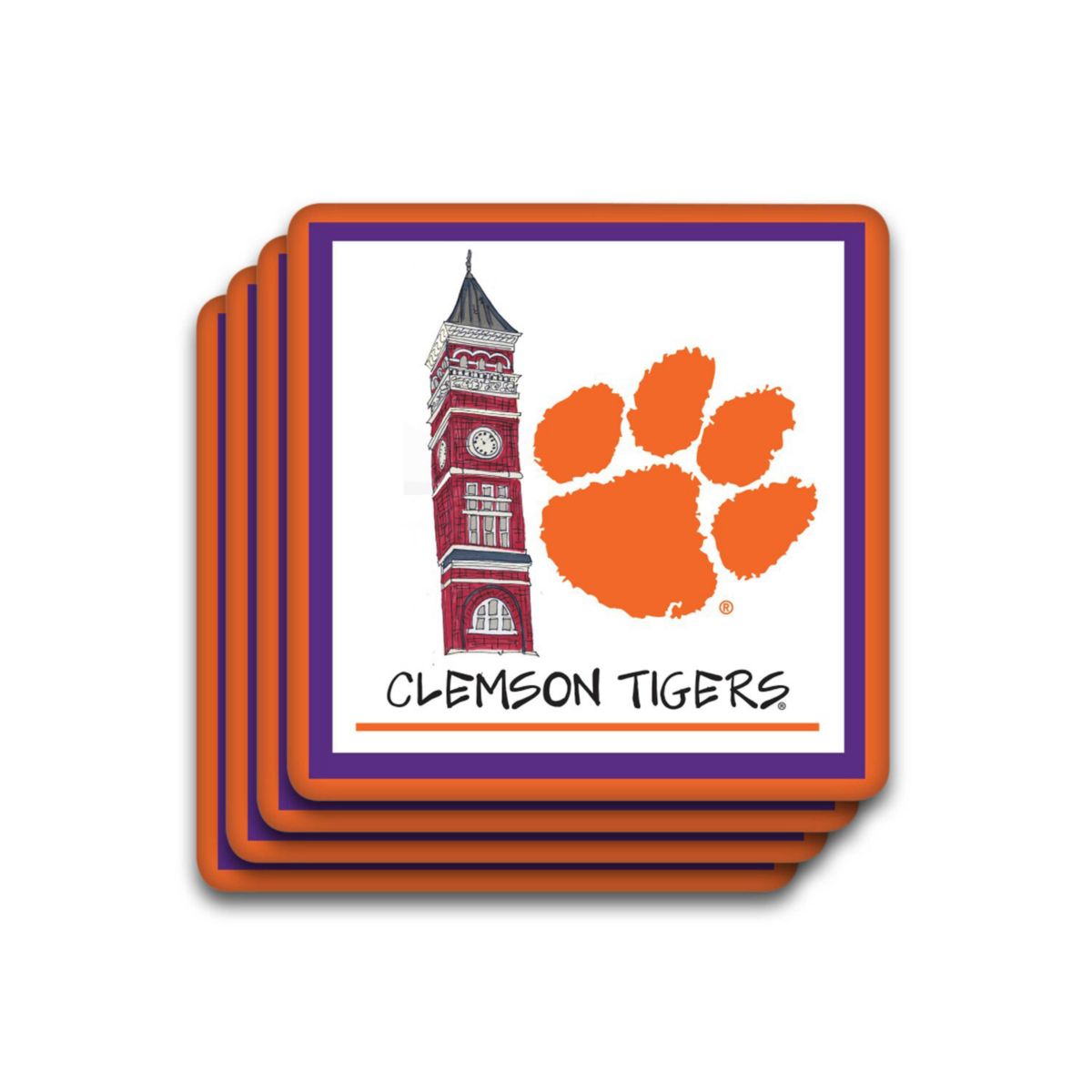 Clemson Tigers Four-Pack Coaster Set Unbranded