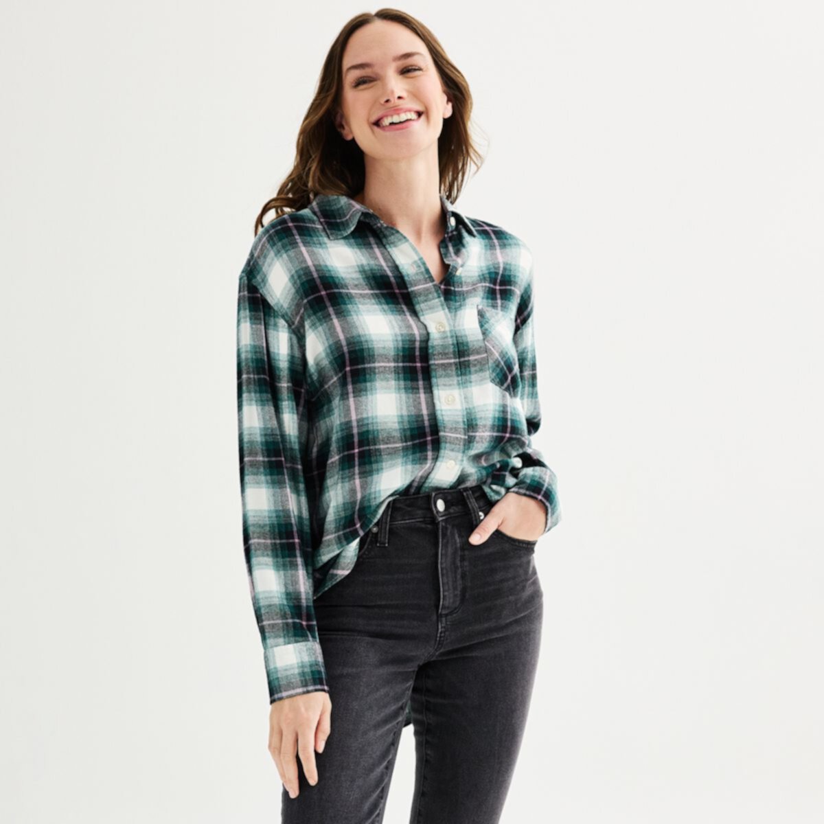 Женская Блузка SONOMA Oversized Boyfriend Flannel SONOMA