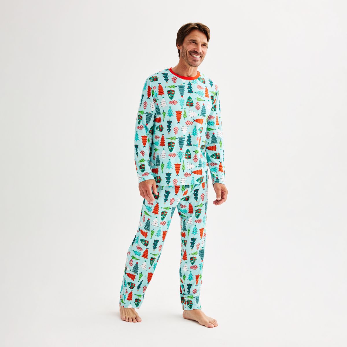 Мужские Пижамы Jammies For Your Families Комплект с Пижамным Верхом и Низом с Деревьями Jammies For Your Families