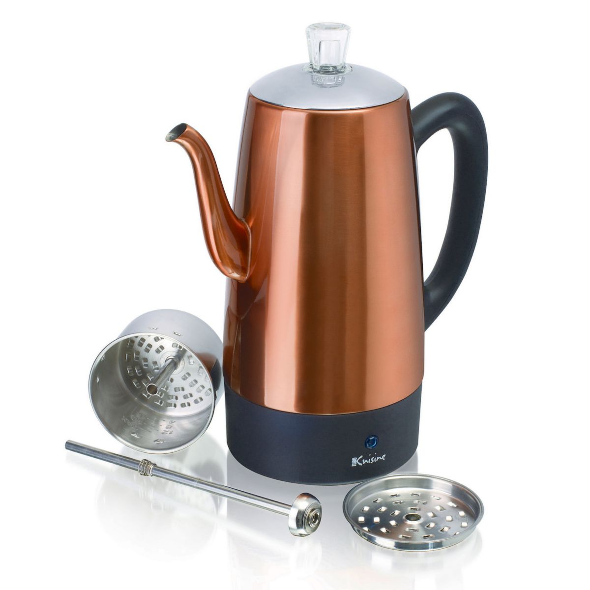 Electric 12 Cup Percolator - Copper Finish - 800 Watts Euro Cuisine