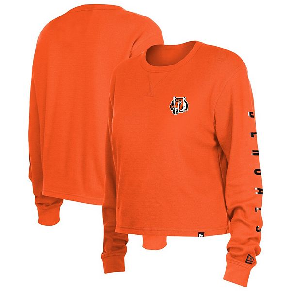 Женская Футболка New Era Оранжевая Cincinnati Bengals Thermal Crop Длинный Рукав New Era