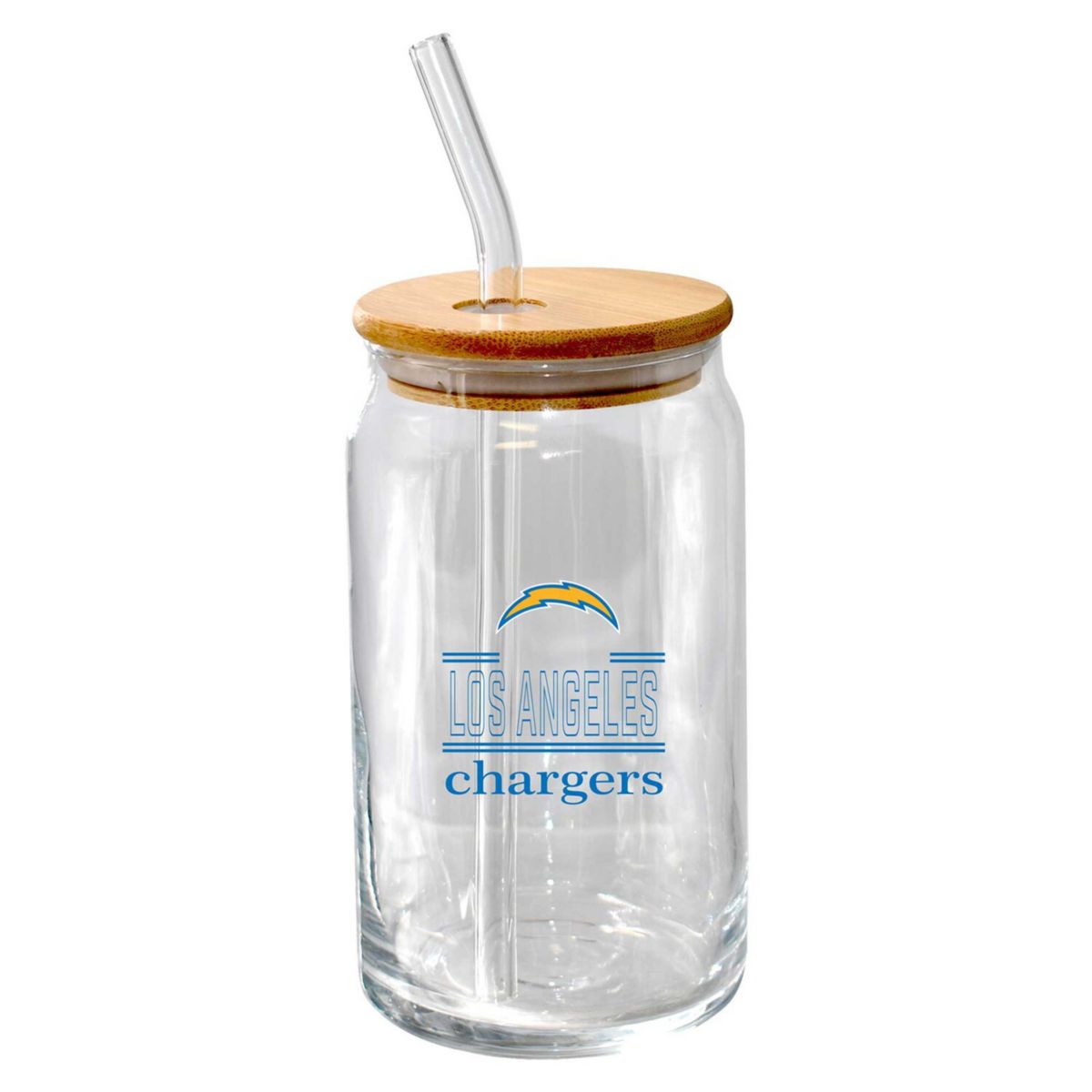 The Memory Company Los Angeles Chargers 16oz. Classic Crew Beer Glass with Bamboo Lid The Memory Company