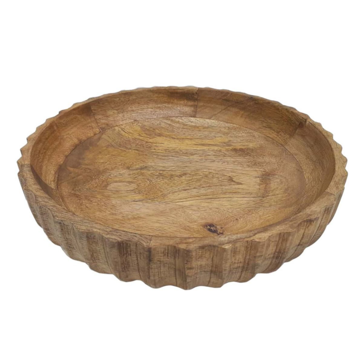 Fluted Design Wood Decorative Bowl Unbranded