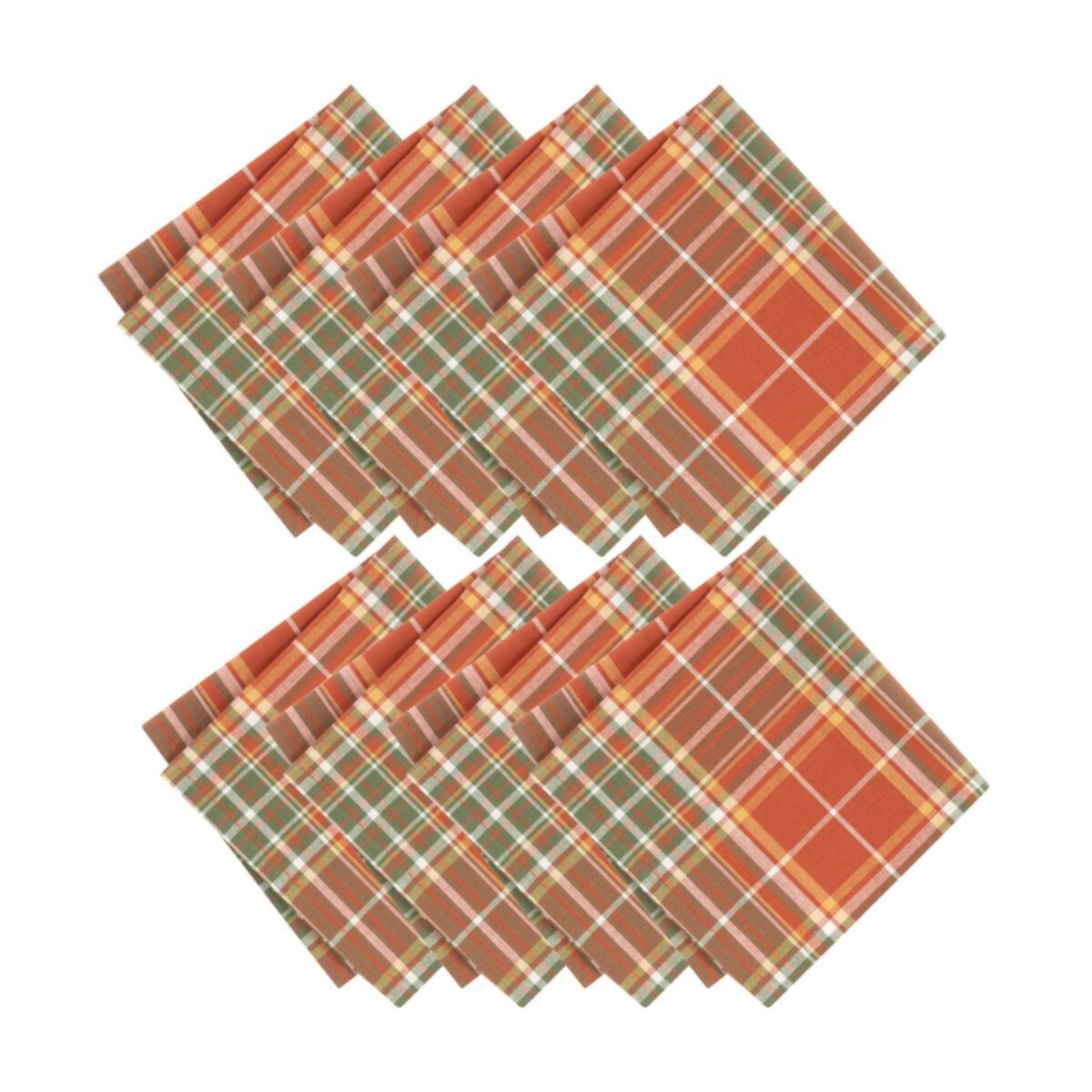 Elrene Home Fashions Hawley Plaid Harvest Napkins, 17&#34;x17&#34;, Set Of 8 Elrene