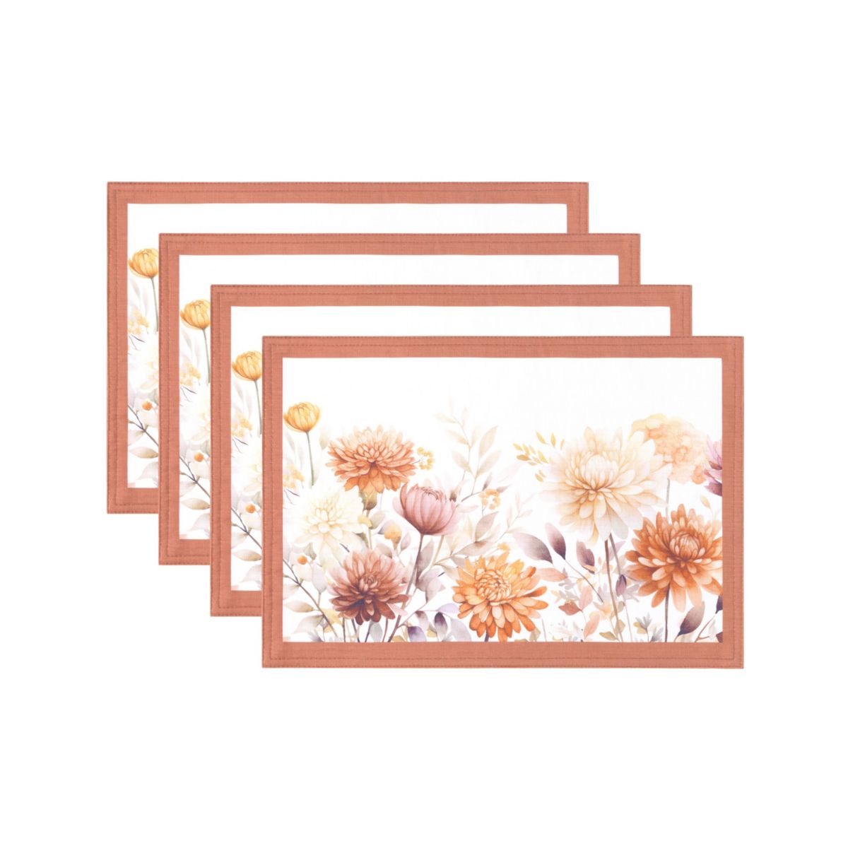 Elrene Home Fashions Autumn Blooms Placemats, 13&#34;x19&#34;, Set Of 4 Elrene