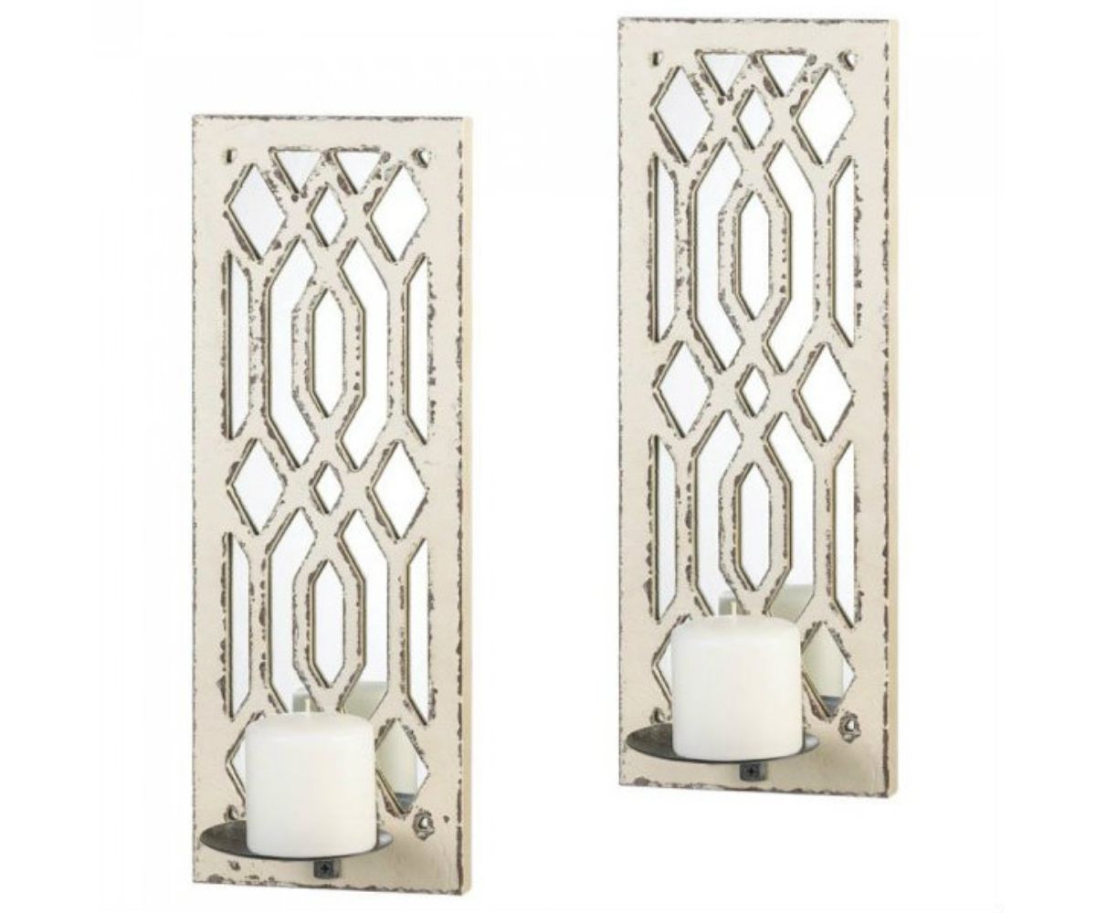 Deco Mirrored Wall Sconce Set Accent Plus