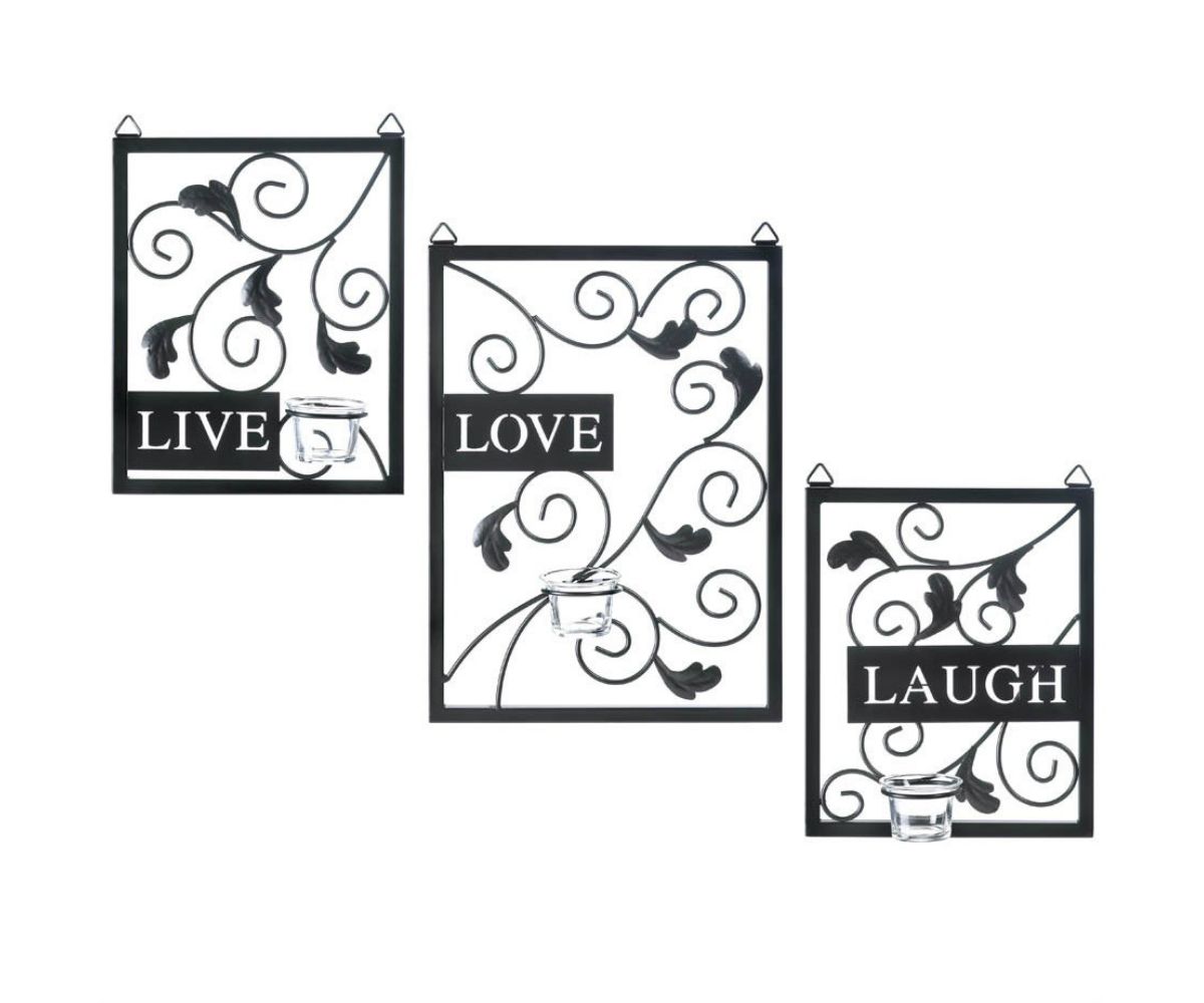 Live Laugh Love Candle Sconce Set Accent Plus